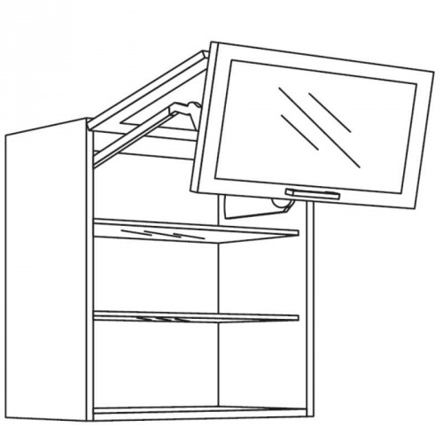 Wandschrank mit 1 Falt-Lifttür und 2 Glasrahmenfronten