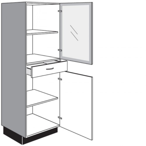 Highboard mit 1 Rahmenfront Vollglastüren oben