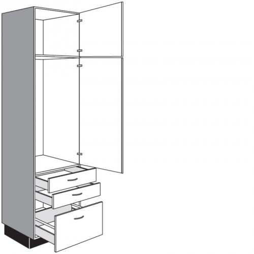 Seitenschrank für Geräte mit 1 Geräte-Drehtür 1 Auszug und 1 Drehtür