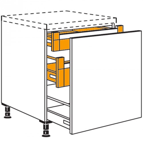 Auszugschrank mit 1 Auszug, 1 Innenauszug, 1 Innenschubkasten
