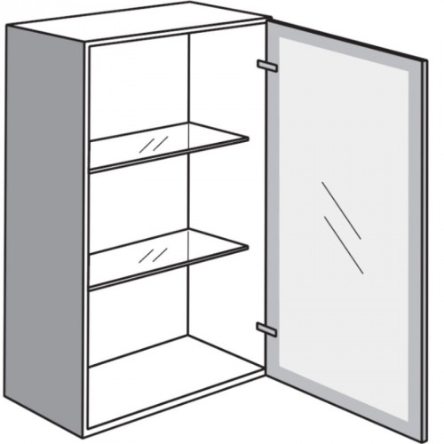 Vitrinen-Hängeschrank mit 1 Glasdrehtür Vollglas