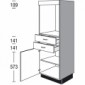 Highboard für Einbaugeräte mit 1 Drehtür und 2 Schubkästen [2/17]