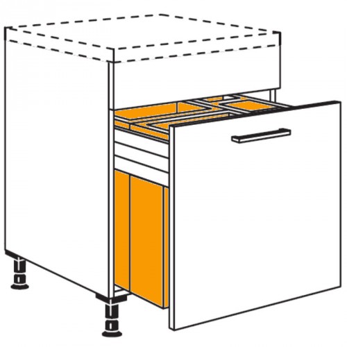 Unterschrank mit Mülltrennsystem 1 feste Blende