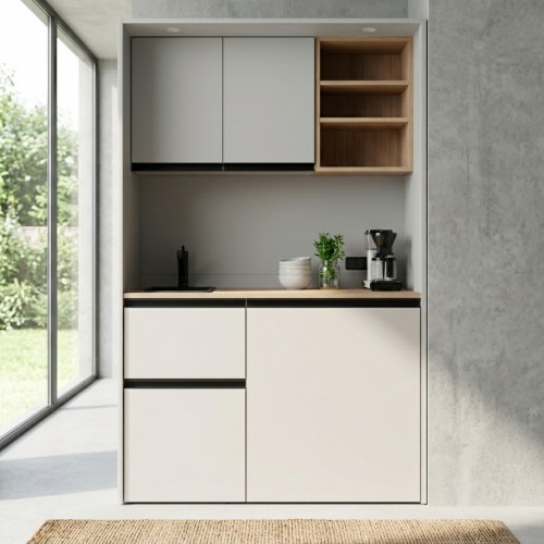 modulLINE ML 110 KA Schrankk&uuml;che aus Holz mit K&uuml;hlschrank