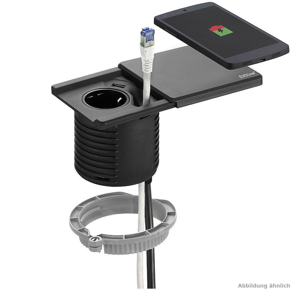 Evoline Square80 T13 Stazione di ricarica USB-A Qi Presa da incasso