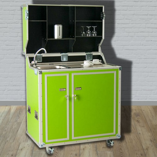 kitcase pro-art Kofferküche grün matt - Die mobile Küche im Flightcase mit Rollen