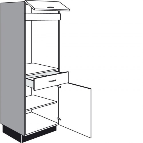 Highboard für Einbaugeräte mit 1 Drehtür und 1 Klappe