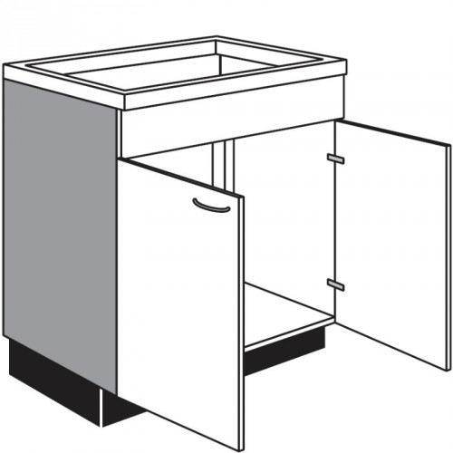 Spülen-Unterschrank mit 2 Drehtüren und 1 feste Fontblende