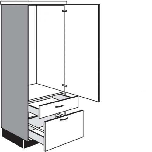 Highboardschrank für Einbaugeräte mit 1 Geräte-Drehtür 1 Auszug