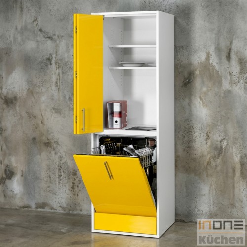 designLINE pro-art Beistellschrank zinkgelb-weiss mit Siemens Geschirrsp&uuml;ler