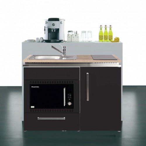 Büroküche Metall 120 cm breit Designline mit Mikrowellenofen