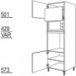 Hochschrank für Geräte-Umbauten, Backofen und Mikrowelle 590, 370 mm Nische [2/9]