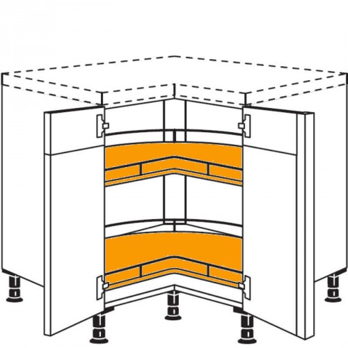 Eckschrank mit 2 verstiftete Türen