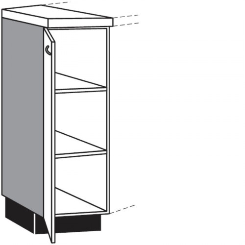 Diagonal-Unterschrank mit 1 Drehtür und 2 verstellbare Fachböden