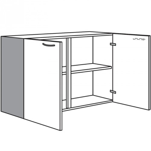 Vitrinen-Hängeschrank mit 2 Drehtüren