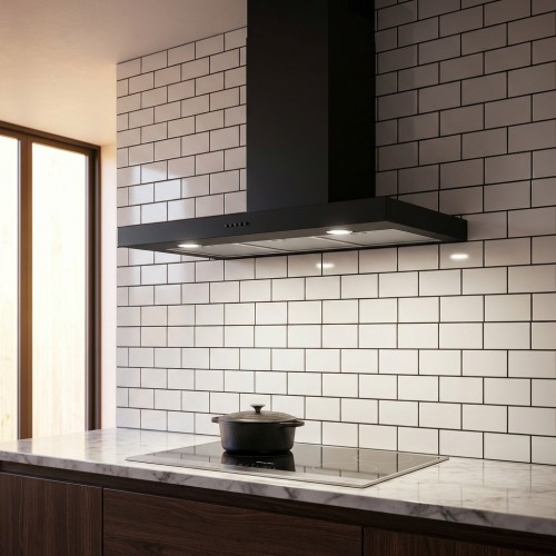 T-Förmige Wandhaube in schwarz matt T-Förmige Wandhaube in schwarz matt