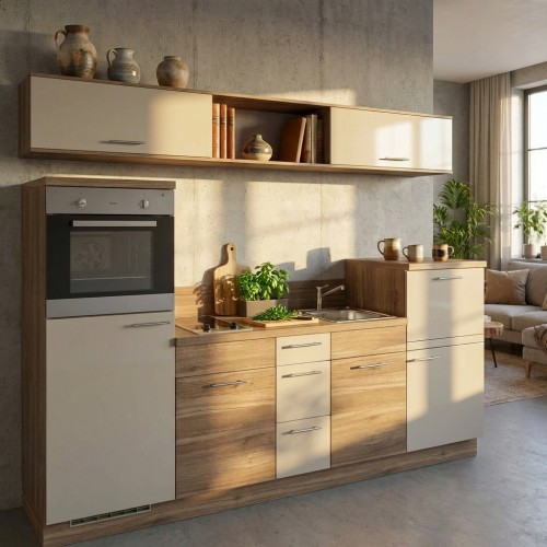 Einbauk&uuml;che K&uuml;chenzeile mit 250 cm Stellmass all inlclusive: Sp&uuml;le, Elektroger&auml;te