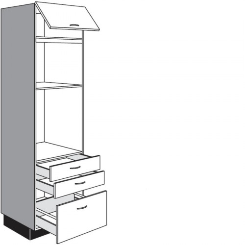 Seitenschrank für Einbaugeräte mit 2 Schubkästen 1 Klappe und 1 Auszug