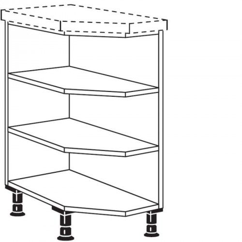 Abschlussregal, diagonal mit 2 feste Böden