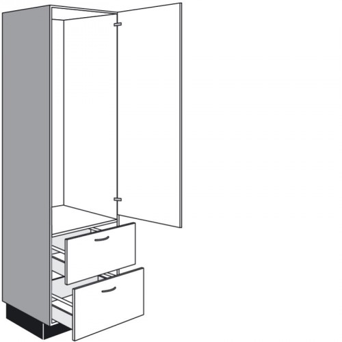 Seitenschrank für Geräte mit 1 Geräte-Drehtür 2 Auszüge