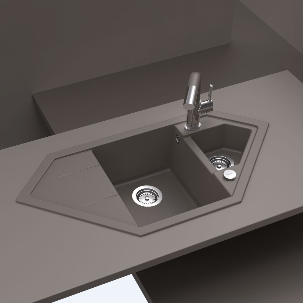 SCHOCK Signus C-150 Ein-/Unterbau Eckspüle mit Restebecken