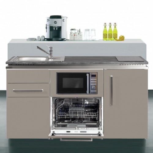 Miniküche Designline 160 cm breit mit Mikrowelle, Geschirrspüler