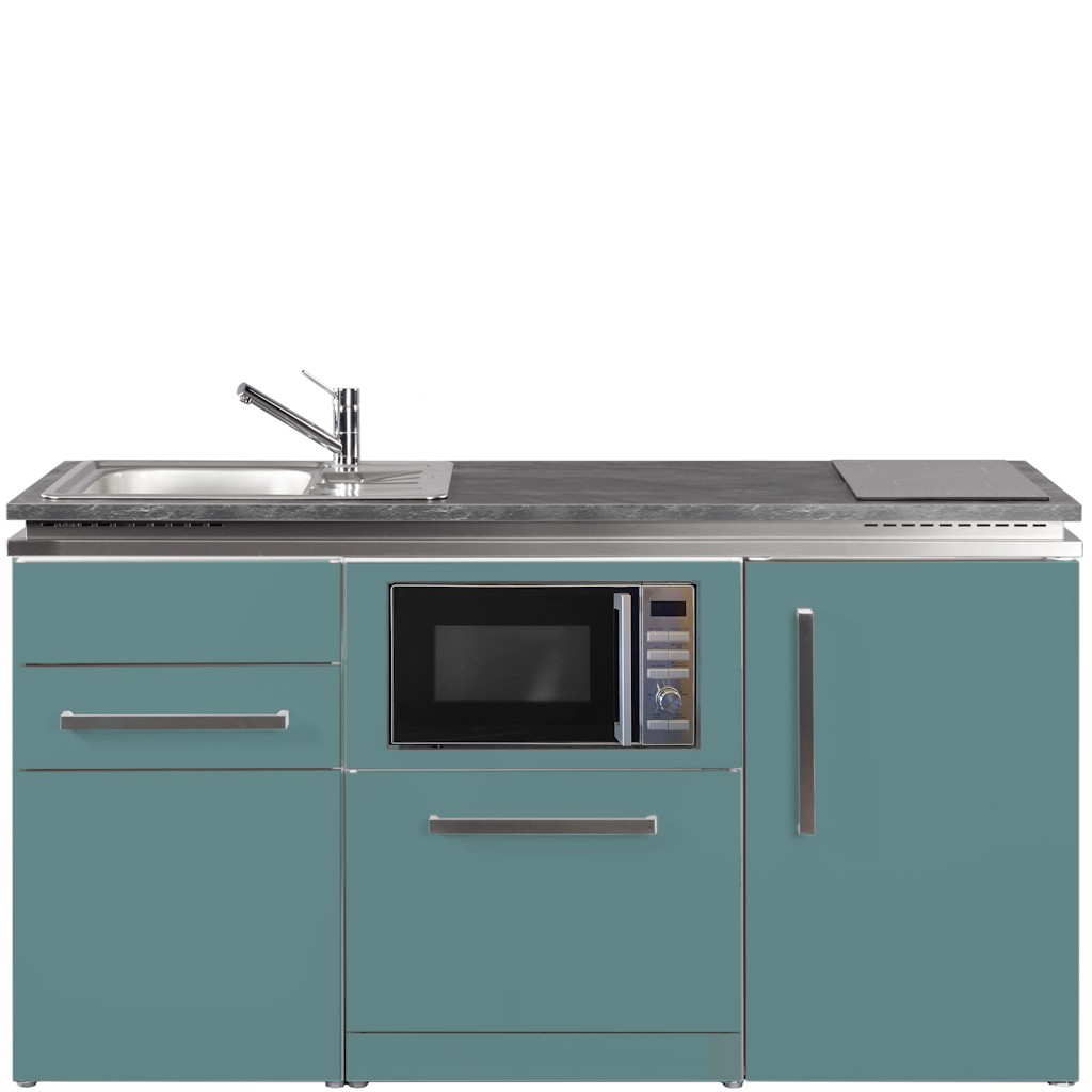 Miniküche Designline 160 cm breit mit Mikrowelle, Geschirrspüler und