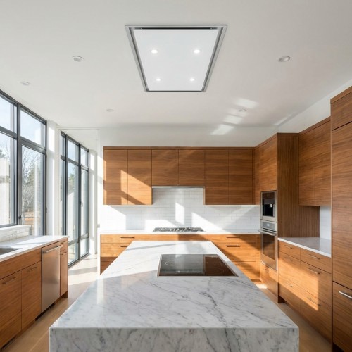 Deckenl&uuml;fter Decken-Haube mit weissem Satinglas 90x60 cm