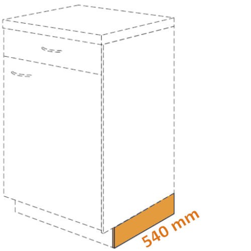 Sockelblende seitlich für Unterschränke in Korpusfarbe