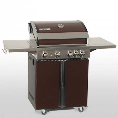 Gasgrill mit 4 Brenner Royal Design Edelstahl Schokobraun