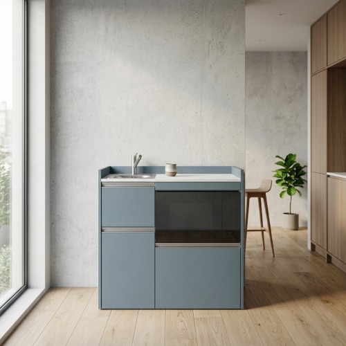 modulLINE ML 100 MA Minik&uuml;che aus Holz mit Mikrowelle