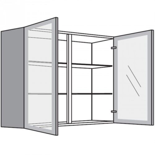 Hängeschrank mit 2 Glasdrehtüren Vollglas