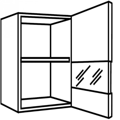 Oberschrank mit Segmentglastür und zwei Regalböden
