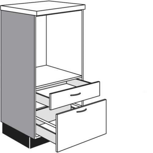 Highboard für Einbaugeräte mit 1 Auszug und 1 Schubkasten