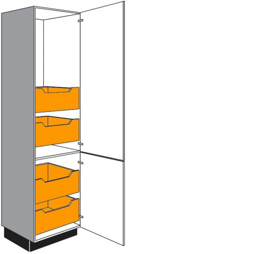 Allzweck Seitenschrank mit 2 Drehtüren und 4 Innenauszüge